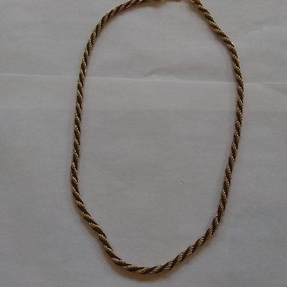 Vintage Trifari TM gold and black twist rope style necklace - Picture 9 of 16